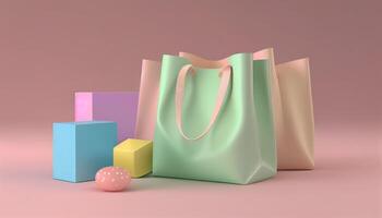 Pastel shopping background concept created with ai tools photo