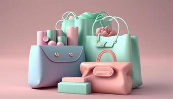 Pastel shopping background concept created with ai tools photo