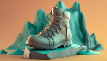 hiking concept background with hiking boots created with ai tools photo