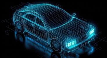 intrincado encender coche grabado, cuadrícula estructuras, oscuro aguamarina, datos visualización, eléctrico y ondulado resina hojas. generativo ai foto