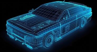 Intricate Light-up Car Engraving, Grid Structures, Dark Aquamarine, Data Visualization, Electric and Wavy Resin Sheets. photo