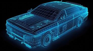 intrincado encender coche grabado, cuadrícula estructuras, oscuro aguamarina, datos visualización, eléctrico y ondulado resina hojas. generativo ai foto