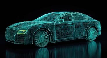 Intricate Light-up Car Engraving, Grid Structures, Dark Aquamarine, Data Visualization, Electric and Wavy Resin Sheets. photo