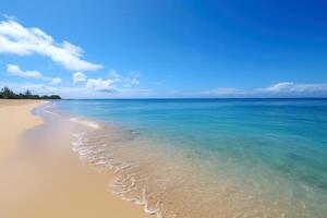 empty azure sea beach, summer vacation copy space photo