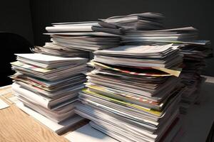 stacks of paper documents, paperwork in the office photo