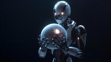robot holding planet earth, cyborgs rule the world photo