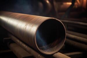 metal pipe, steel pipe production generative ai photo