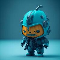 Mini Cute Pumpkin Cyan and WhiteRobotic Content photo