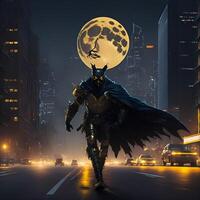 Crowman Walking in the night city Content photo