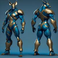 Golden Kangaroo Ninja Full Body Game Character Design Content photo
