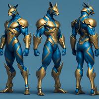 Golden Kangaroo Ninja Full Body Game Character Design Content photo