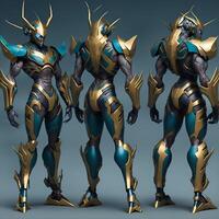 Golden Mantis Ninja Full Body Game Character Design Content photo