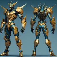 Golden Mantis Ninja Full Body Game Character Design photo