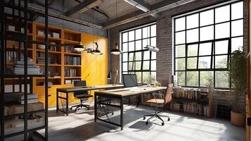 Modern office interior in loft, industrial style. photo