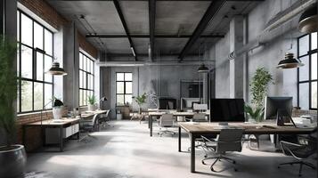 Modern office interior in loft, industrial style. photo