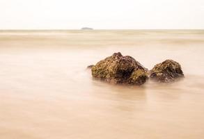 Panorama viewpoint landscape travel summer sea wind wave cool on holiday calm coastal big sun set sky light orange golden Nature tropical Beautiful evening hourday At Bang san Beach Chonburi Thailand. photo