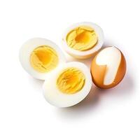 Slices of Boiled Eggs Food Isolated Image for Mock Up Illustration Still Image White Background with photo