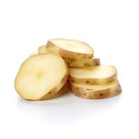 Slices of Potato Food Isolated Image for Mock Up Illustration Still Image White Background with photo