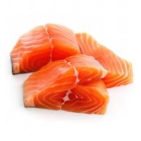 Slices of Salmon Food Isolated Image for Mock Up Illustration Still Image White Background with photo