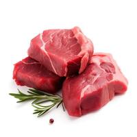 Slices of Beef Meat Food Isolated Image for Mock Up Illustration Still Image White Background with photo