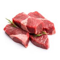 Slices of Beef Meat Food Isolated Image for Mock Up Illustration Still Image White Background with photo
