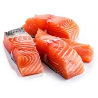 Slices of Salmon Food Isolated Image for Mock Up Illustration Still Image White Background with photo