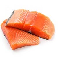 Slices of Salmon Food Isolated Image for Mock Up Illustration Still Image White Background with photo