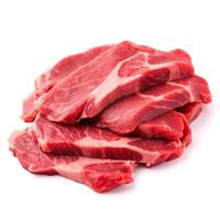 Slices of Beef Meat Food Isolated Image for Mock Up Illustration Still Image White Background with photo
