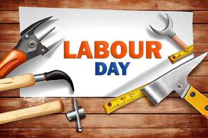 Happy labor day, Construction tools with copy space for labor day. photo