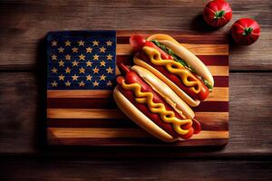 Estados Unidos nacional fiesta labor día, monumento día, bandera día, 4to de julio - caliente perros. generativo ai foto