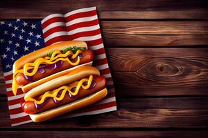 USA national holiday Labor Day, Memorial Day, Flag Day, 4th of July - hot dogs. photo