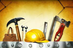 Happy labor day, Construction tools with copy space for labor day. photo