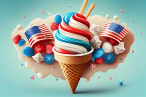 Happy Labor Day. Treats of independence day. 4th of july background with icecream. photo