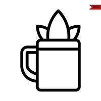 leaf in glass drink line icon vector