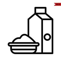 box drink with rice bowl line icon vector