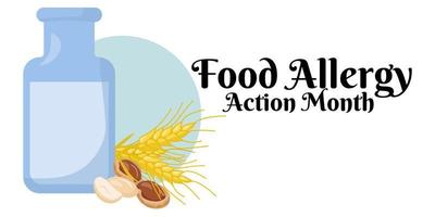 Food Allergy Action Month, horizontal banner on the theme of health and nutrition problems vector