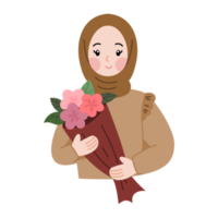 cute hijab woman character illustration png