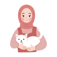 cute hijab woman character illustration png