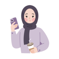 linda hijab mujer personaje ilustración png