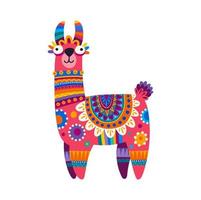 bebé personaje llama, alpaca niño en étnico diseño vector