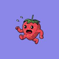 Cute Strawberry Running Cartoon Vector Icons Illustration. Flat Cartoon Concept. Suitable for any creative project.