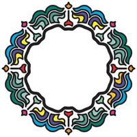 Mandala round frame with flowers and leaf vector