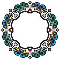 Mandala round frame with flowers and leaf vector