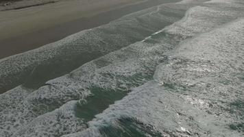 Calm White Waves Crawling Over The Shore Of Razo Beach In Carballo, Galicia, Spain. Aerial Shot video