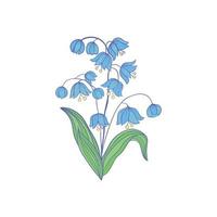 Bell-flowers Campanula - Hand drawn vector illustration of blue bell flowers and buds on white background. Colorful flowers icons set. Vector isolated floral elements.