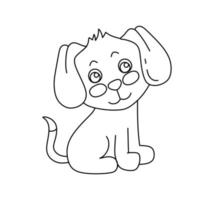 perro personaje negro y blanco vector ilustración colorante libro para niños
