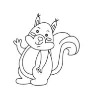 Squirrel Character Black and White Vector Illustration Coloring Book for Kids