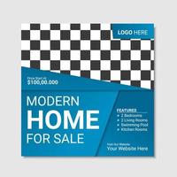 Modern real estate house sale square banner or social media post template vector