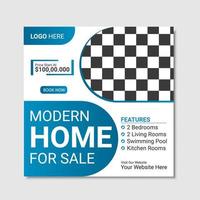 Real estate house sale square banner or social media post template vector