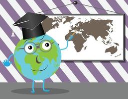 Cartoon Globe teaches geography vector